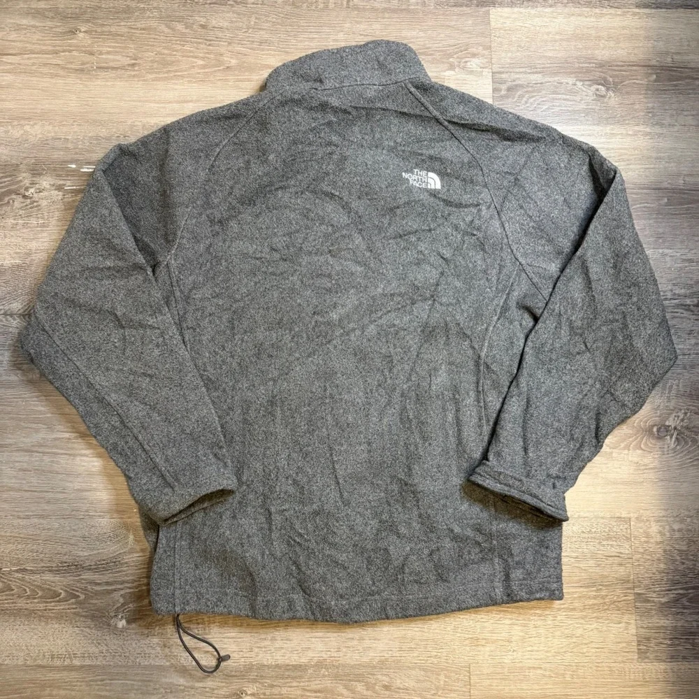 The North Face Mens Large Gray Full Zip Fleece Jacket Mock Neck Outdoor Layer